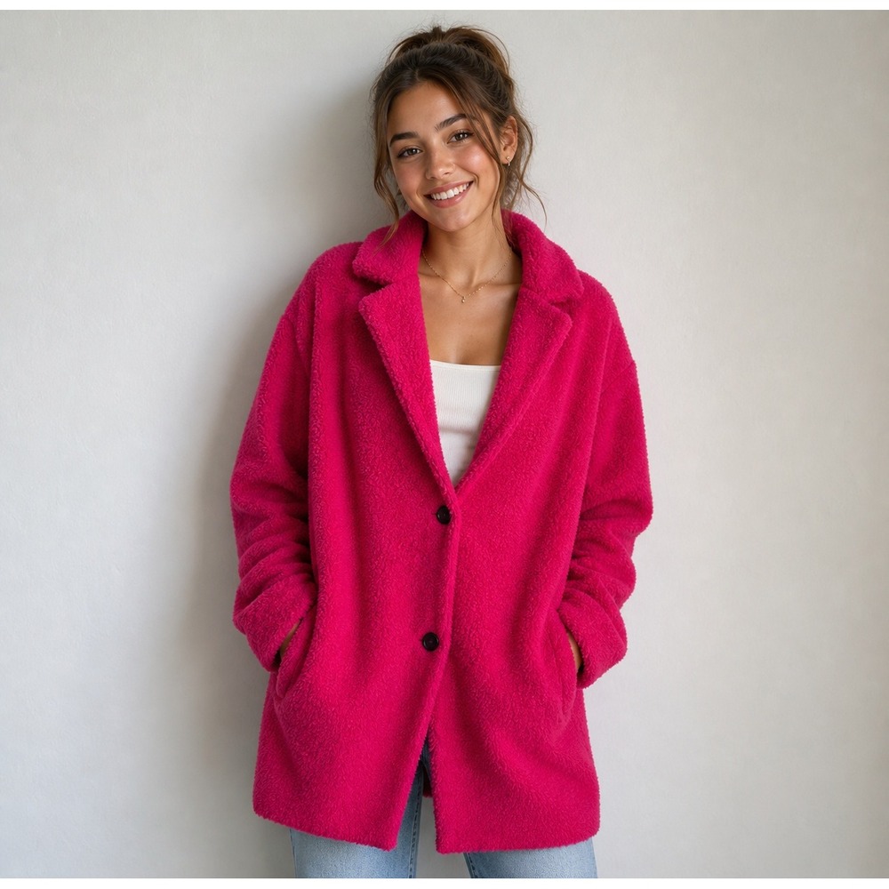 Daily Ritual Teddy Faux Shearling Coat Barbiecore Streetwear Girly Chic Coquette
